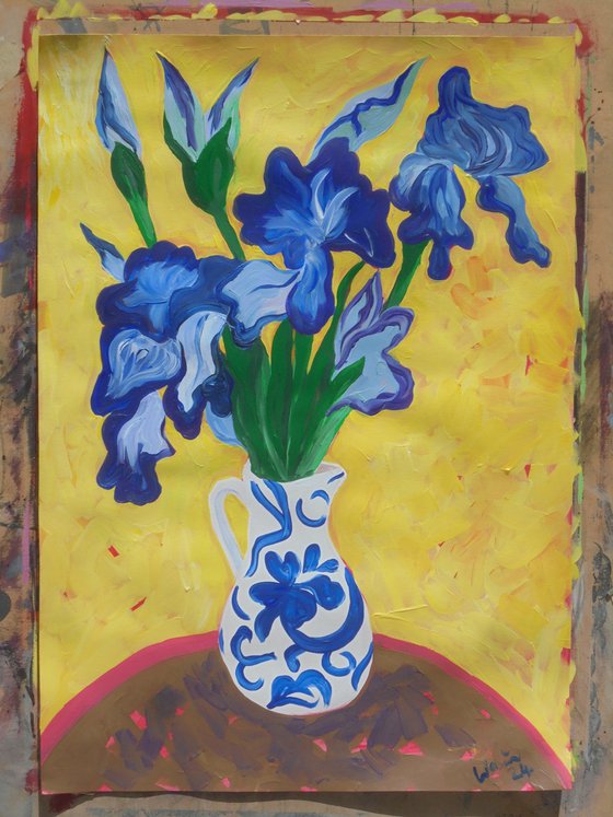 Irises in Chinese Vase 2