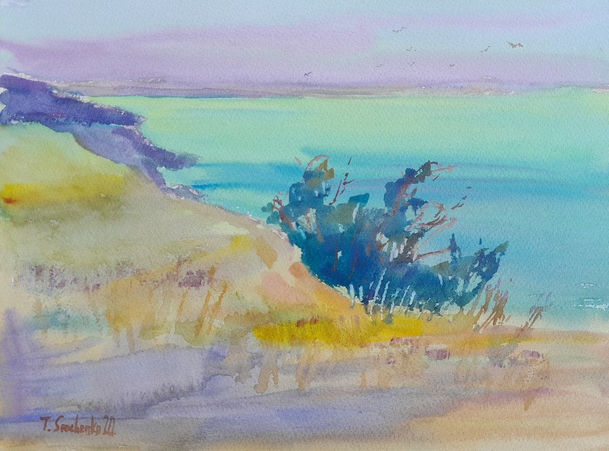 Impressionistic Watercolour , Sea Of Azov. Ukraine By Tanya Sun, 12 X 9, Artwork For Sale On Artfinder