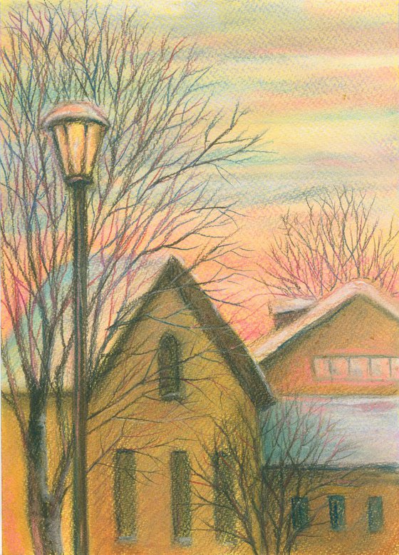 Winter Sketch #8 (Pink Sunset)