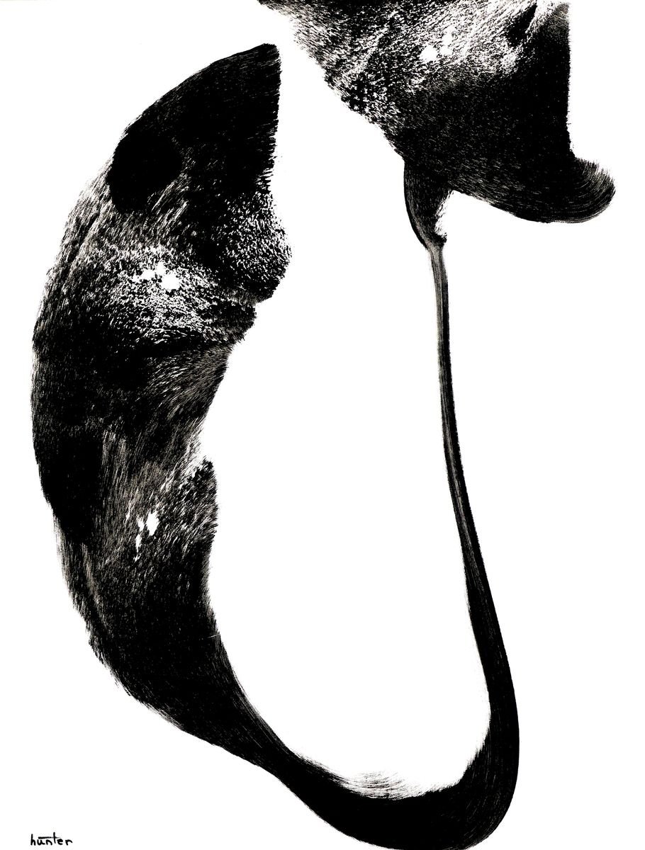 Expressive Abstract Acrylic Painting By Newel Hunter, 26 X 34", Crying Won