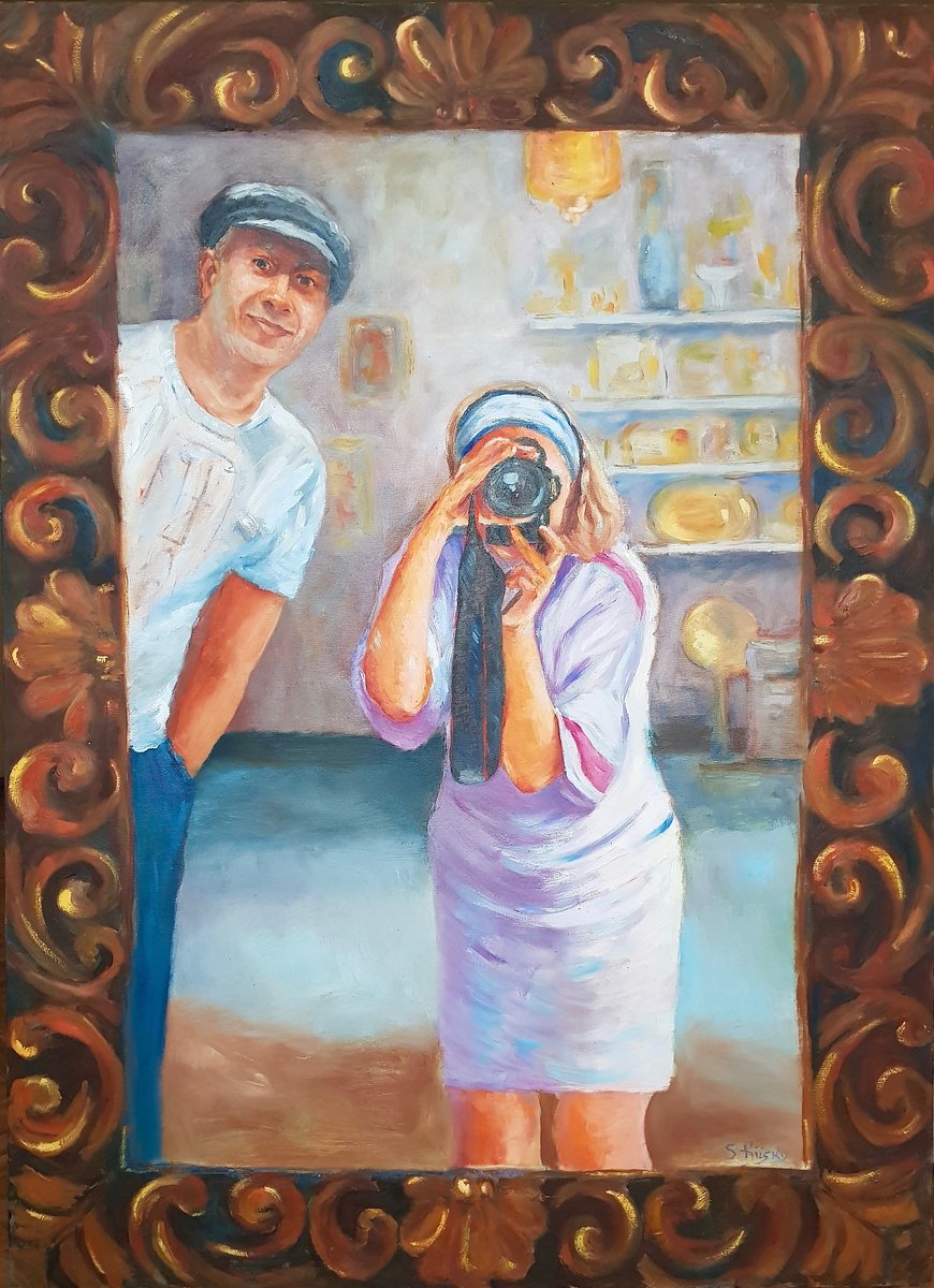 Impressionistic Portrait Oil Painting By Svetlana Grishkovec-Kiisky, 31 X 43", Selfie, Original Artwork