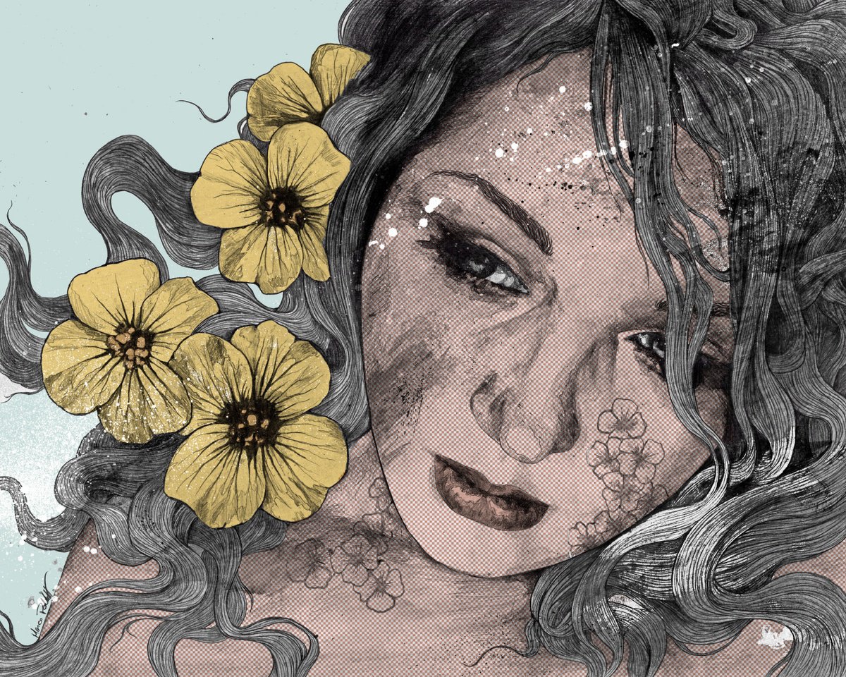 Cleopatra’s Sling pop art | flower tattoo lady portrait by Marco Paludet