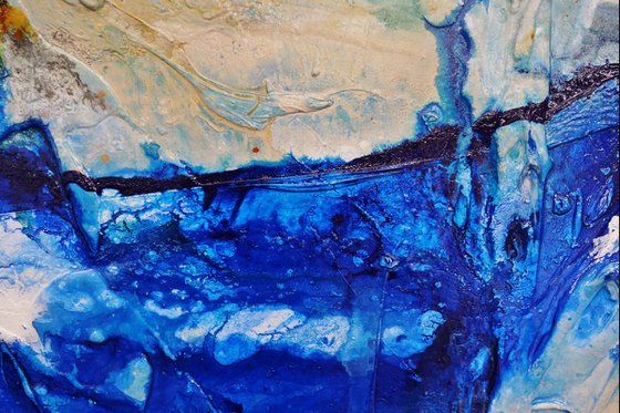 Natures Essence 240cm x 100cm Blue Cream Green Abstract Art