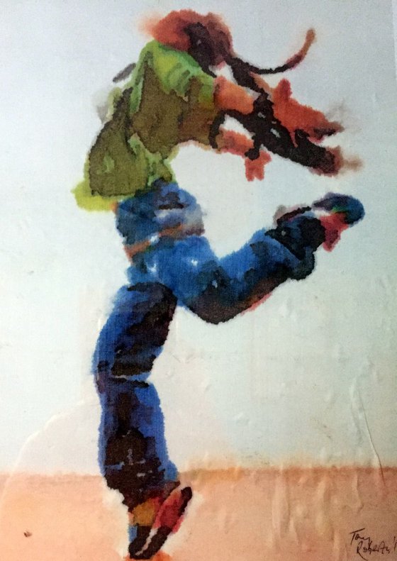 Jump! (1) - Watercolour on silk