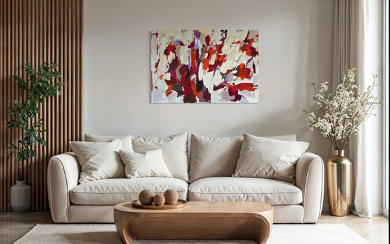 BRIGHT MOMENTS/Abstract red painting