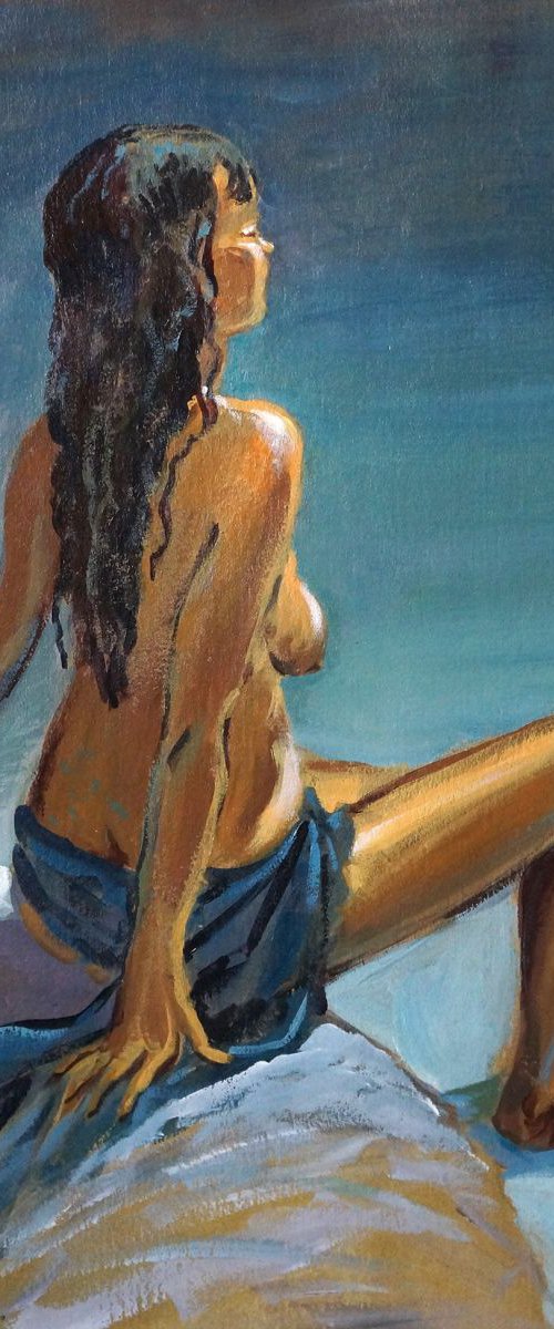 Girl in blue towel by Serge Shchegolkov