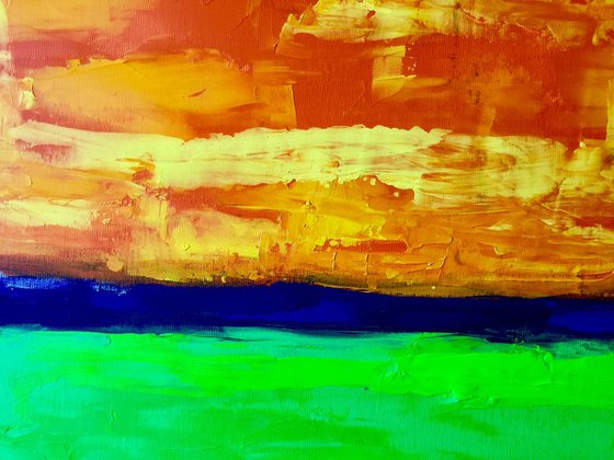 RED YELLOW ORANGE GREEN PURPLE acrylic painting inspired by Mark Rothko