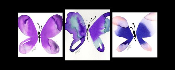 Butterfly Joy 2020 Collection 8 - 3 Paintings by Kathy Morton Stanion