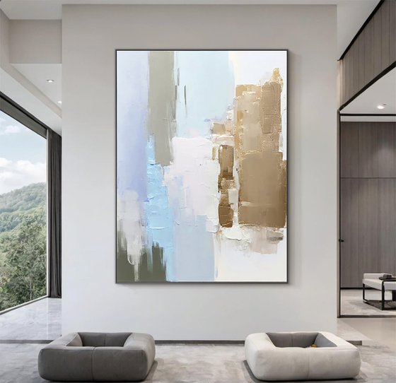 Light Blue and Gold Abstract