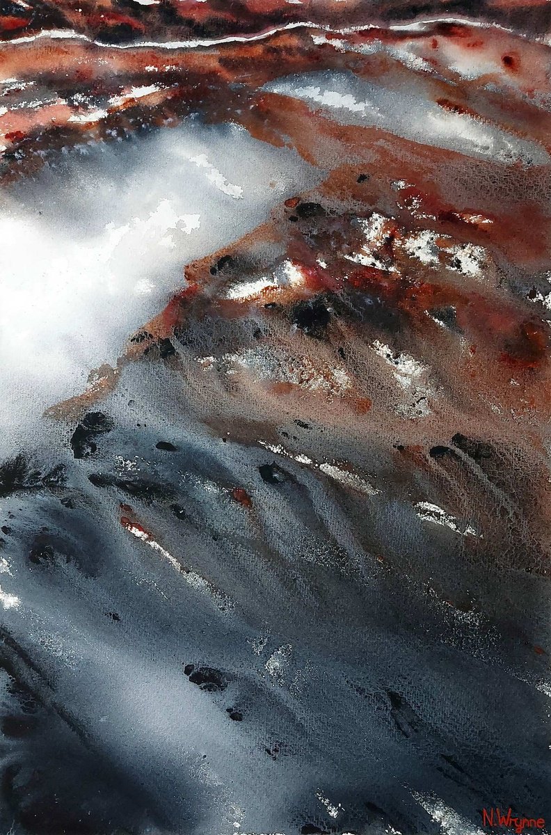 Abstract Landscape Watercolour By Neil Wrynne, 15 X 22", How The Silence Surged, Original Artwork