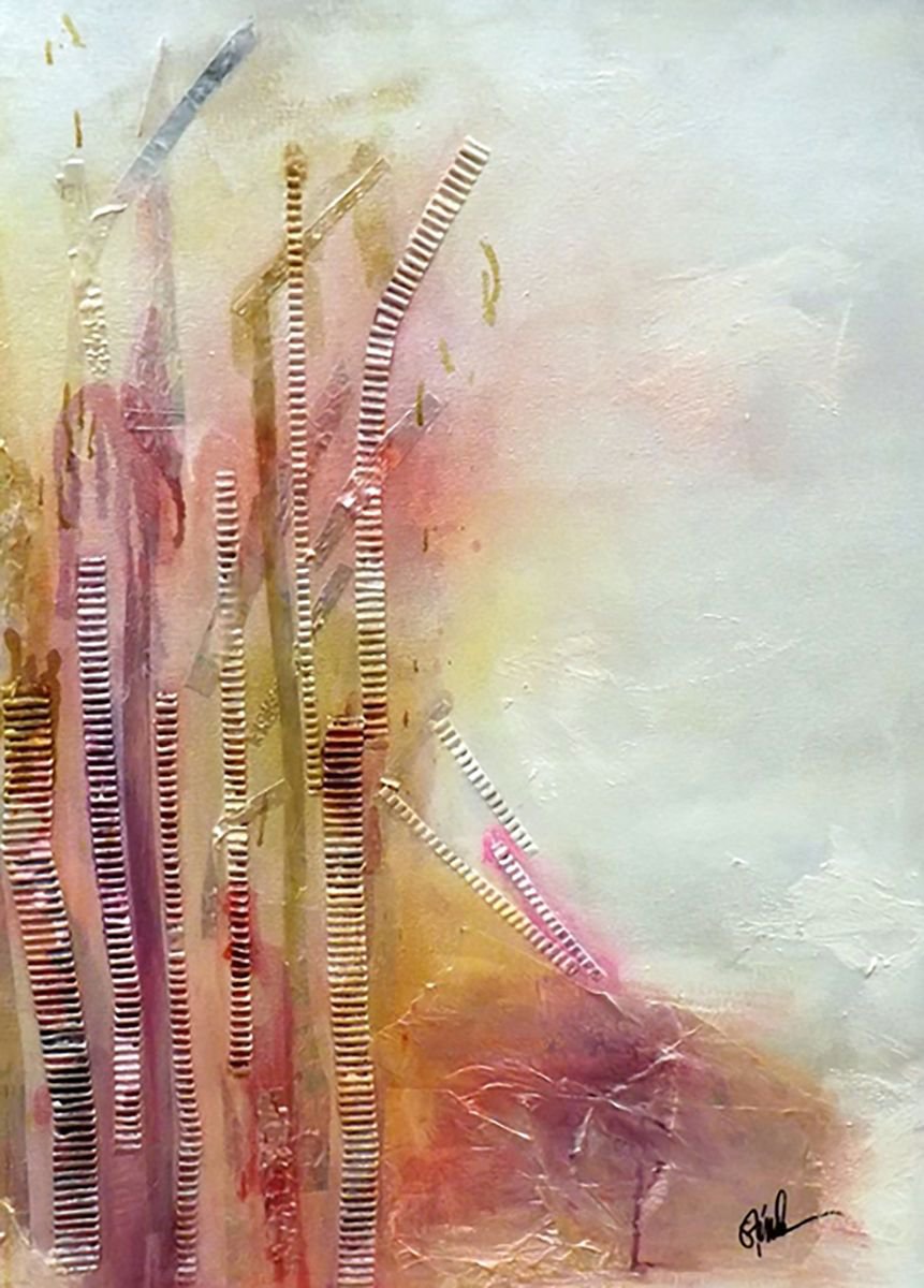 Organic Landscape Painting By Shelli Finch, 25 X 32", Iowa Sunset, Original Artwork