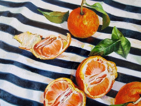 "Tangerine mood. "  Tangerine still life  liGHt original painting  GIFT (2022)