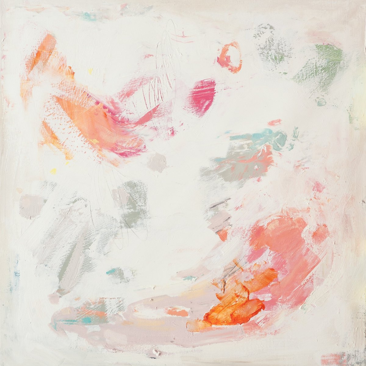 Abstract Acrylic Painting By Susana Sancho Beltran, 28 X 28", Orange Abstraction, Original Artwork