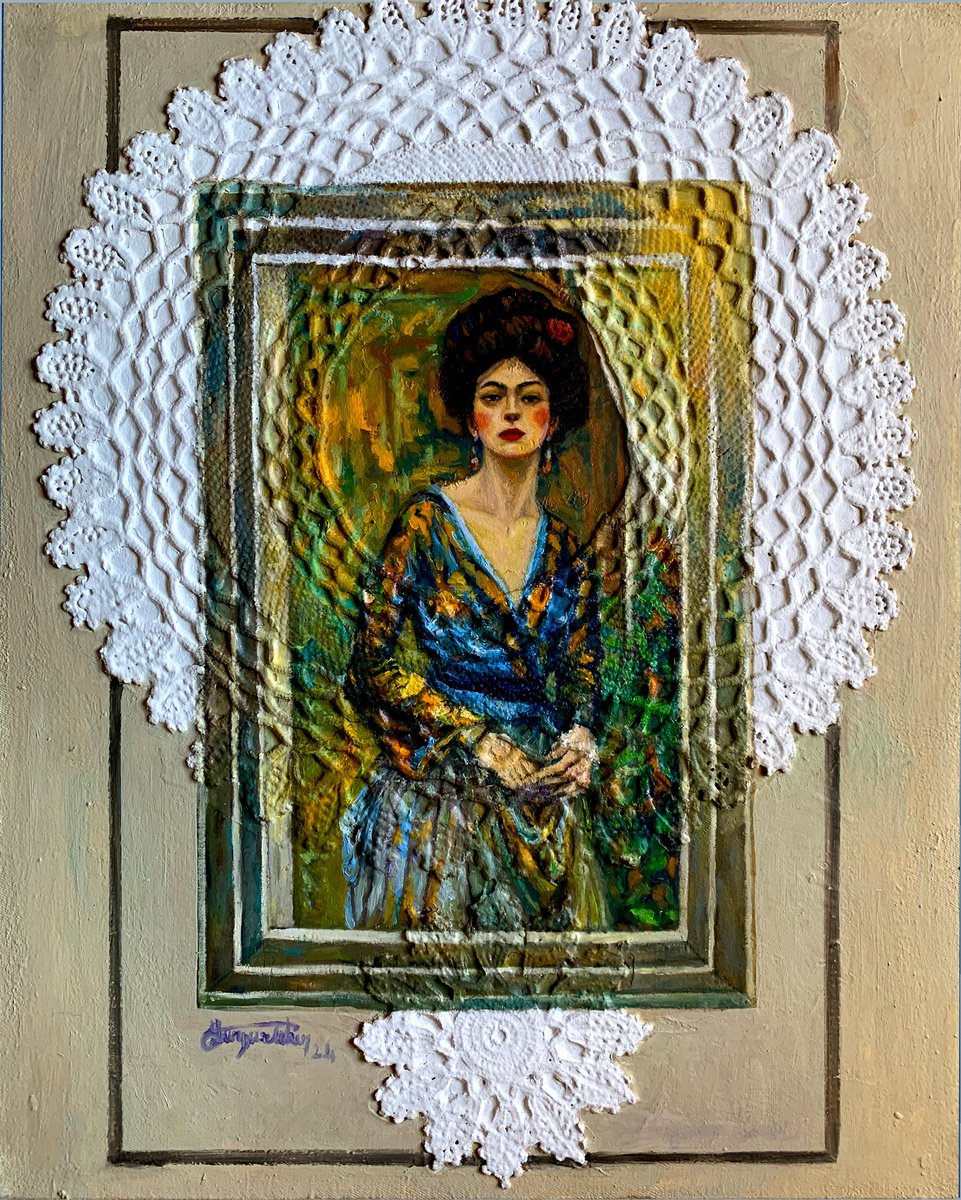 Impressionistic Portrait Painting By Fatih Sungurtekin, 14 X 17, Lacy 10, Original Artwork