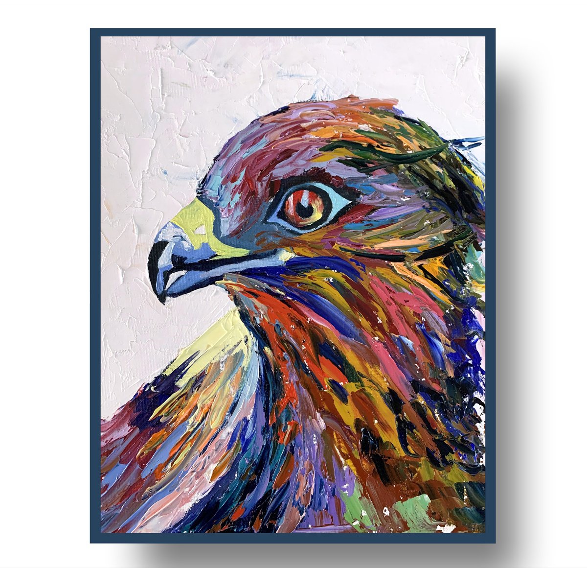 Impressionistic Animal Oil Painting By Vita Schagen, 9 X 12", Eagle Bird., Original Artwork