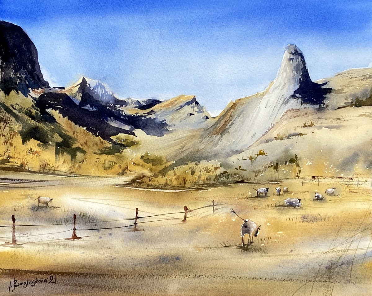 Chiappera, Piedmont, Italy - watercolor landscape by Anna Boginskaia