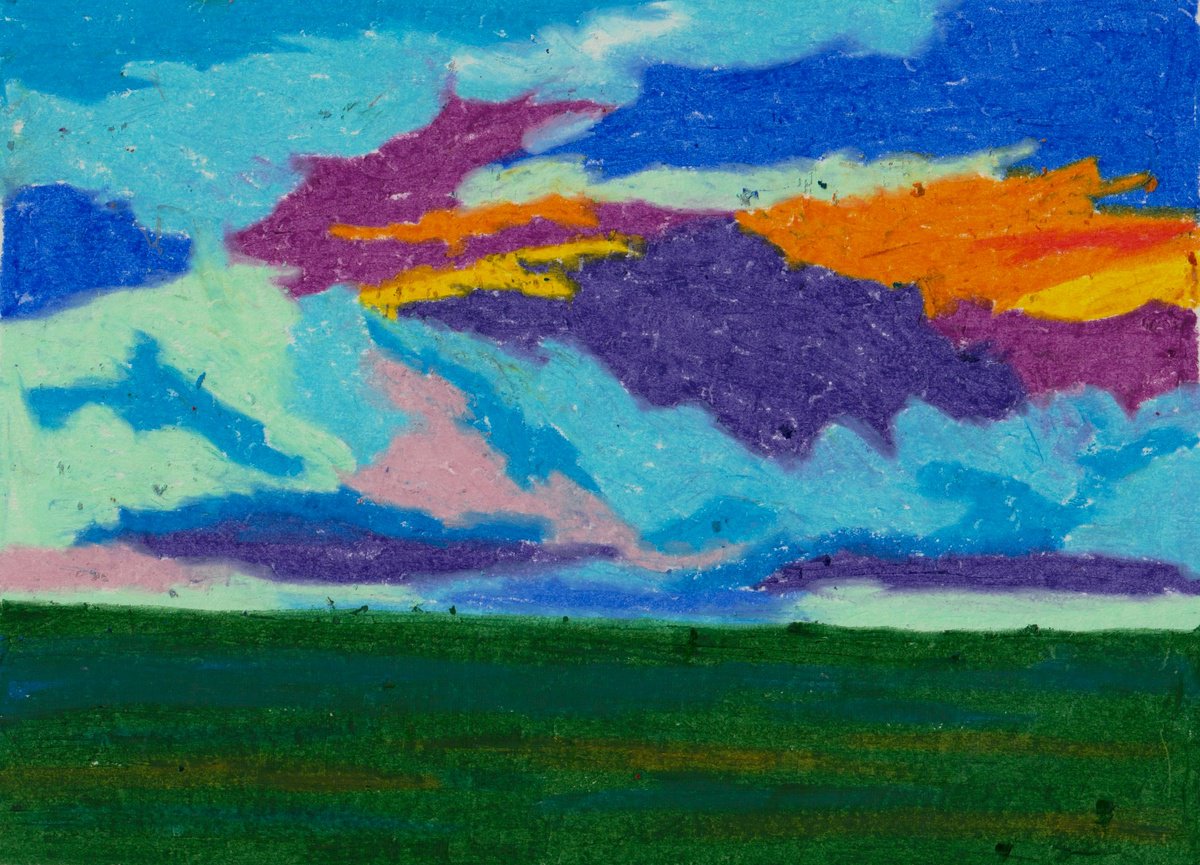 Illustrative Landscape Pastel Drawing By Ewen Farr, 12 X 9, Brew, Original Artwork