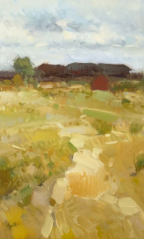 Farm Road, Original oil painting, Handmade artwork, One of a kind by Vahe Yeremyan