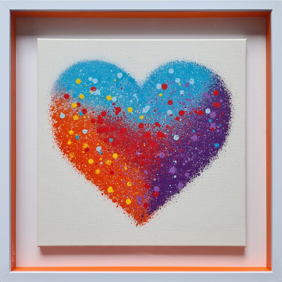 A Vibrant Heart - Contemporary, Colourful, Abstract Love Heart. Created entirely with Spray Paint in Banksy / Pop / Street Art Style Making an Ideal Valentine's Day Gift