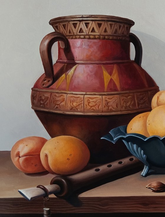 Still life with  apricots and duduk
