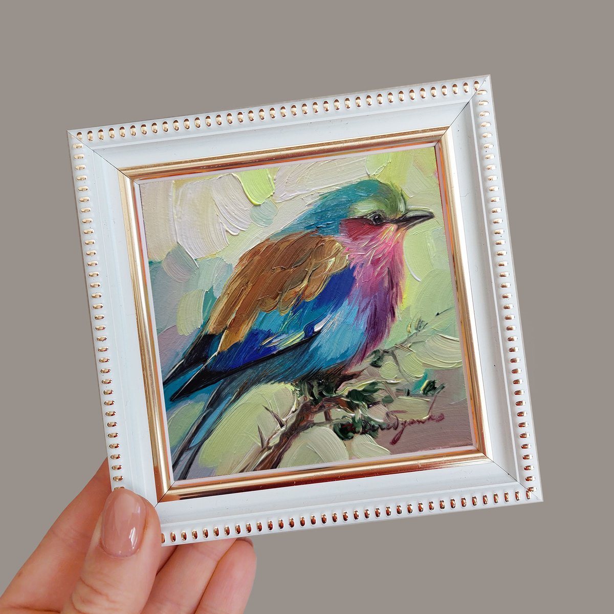 Roller bird painting by Nataly Derevyanko