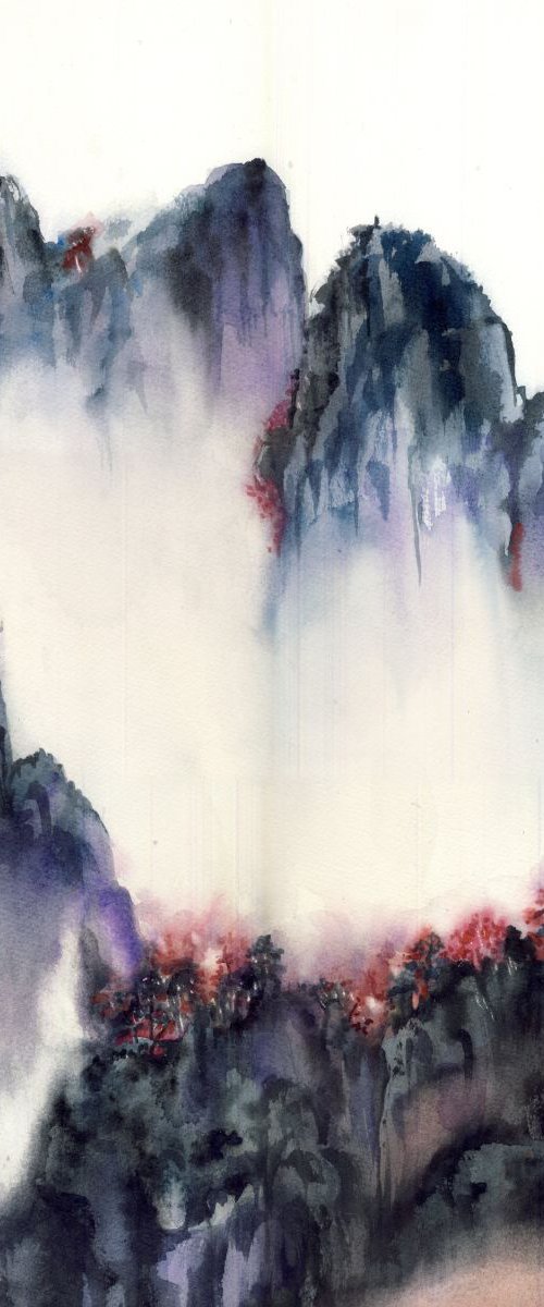 Autumn trees in Mountains by Alfred  Ng