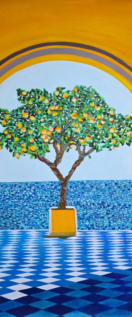 Seascape with lemon tree by Alexandra Djokic
