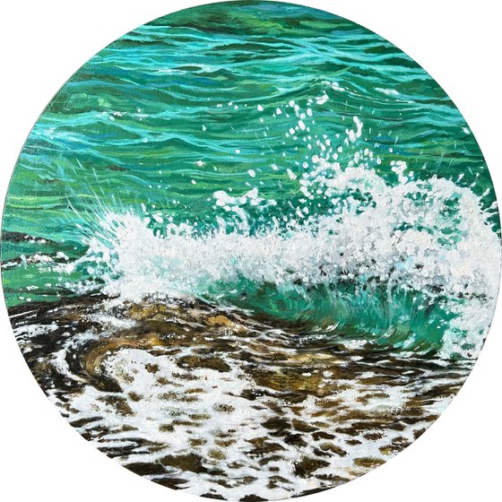 SEASHORE 2 - Original oil painting; Seascape; Splash; Summer; Oil painting; waves; Sea; Ocean;