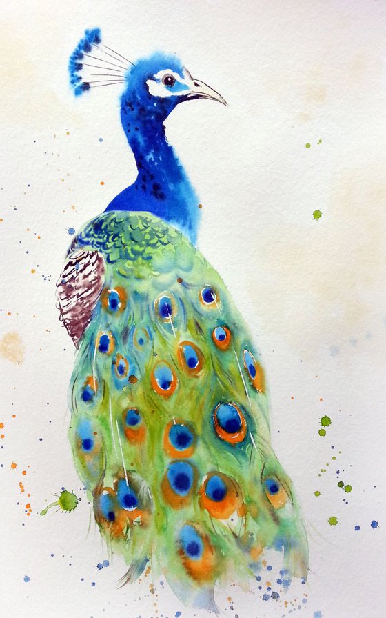 Regal Peacock - peacock painting - peacock wall decor - bird art