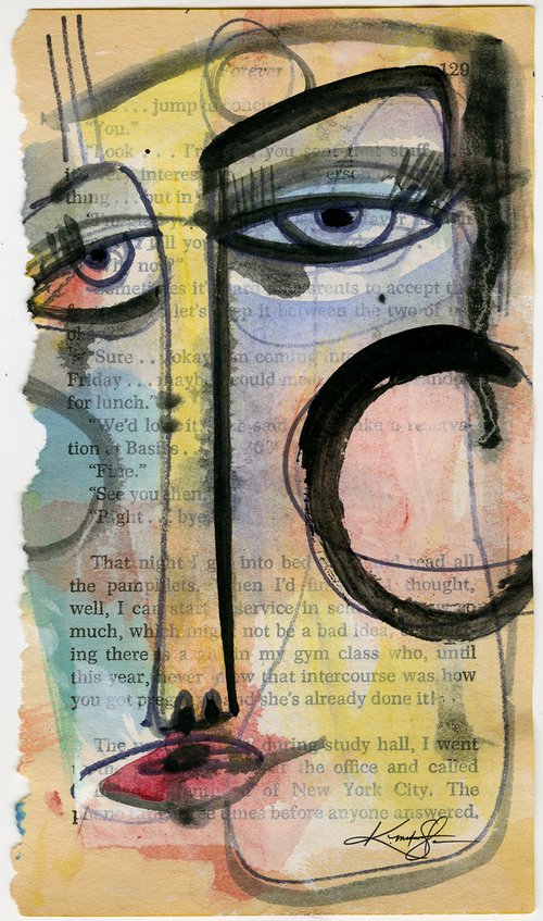 Funky Face 2021-8 - Mixed Media Painting by Kathy Morton Stanion by Kathy Morton Stanion