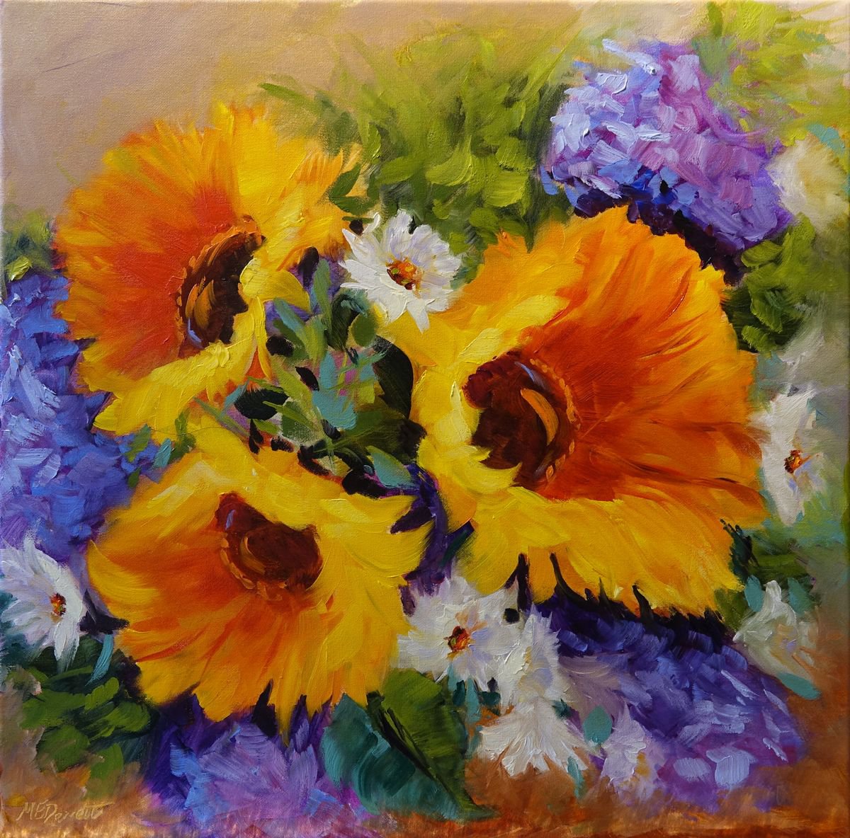 Three Sunflowers by Marion Derrett