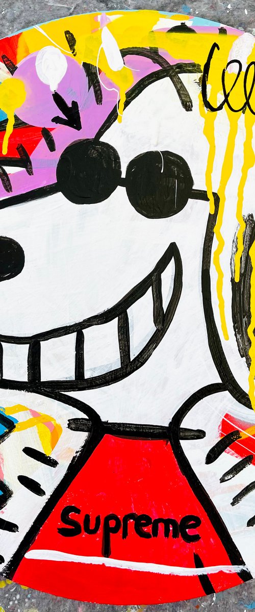 Supreme Snoopy. Round canvas 45x45cm by Mercedes Lagunas