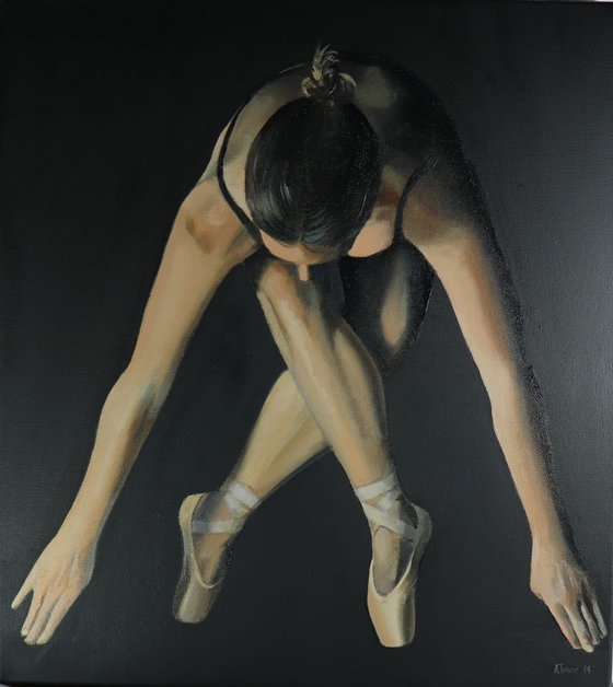 Dancer in the Dark, Contemporary Ballet, Ballerina Painting, Nude, Modern Artwork