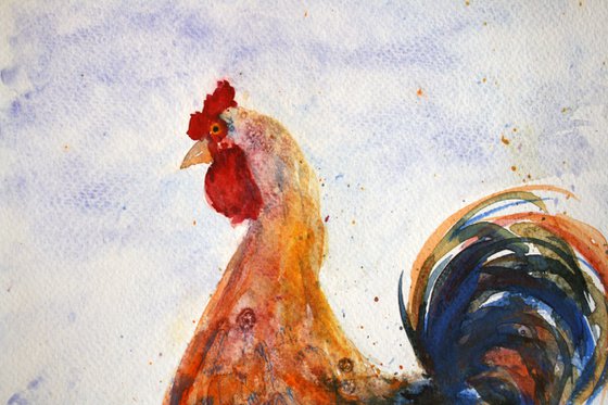 Rooster IV - Pet portrait /  ORIGINAL PAINTING