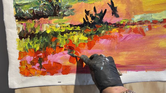 "Poppies of Tuscany.Sunny day."