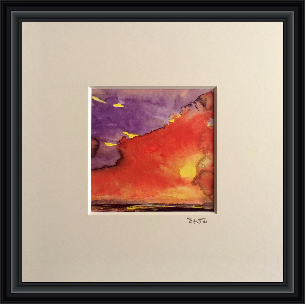 Fire In The Sky II - Landscape Watercolor by Gesa Reuter