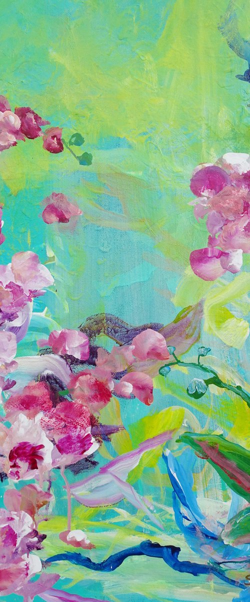 Abstract Orchid #1. Floral Garden Textured Painting. Tropical Flowers Art. by Sveta Osborne
