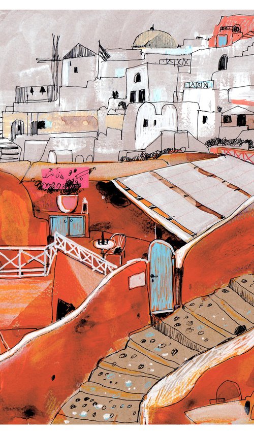 Santorini in Orange Hues by Anastasia YOUKKI Mamoshina