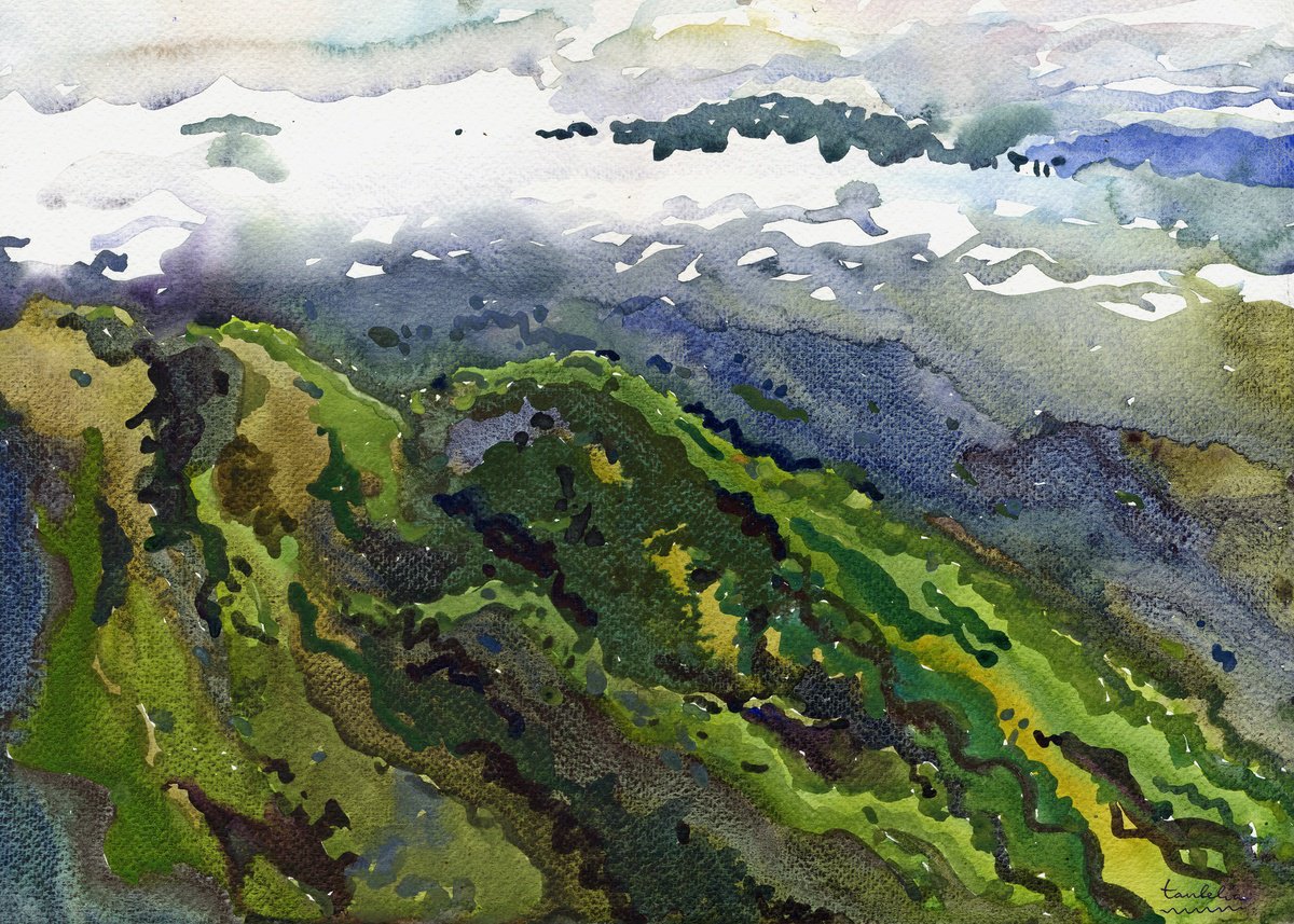 Impressionistic Landscape Watercolour By Tanbelia, 17 X 12", Little Adam