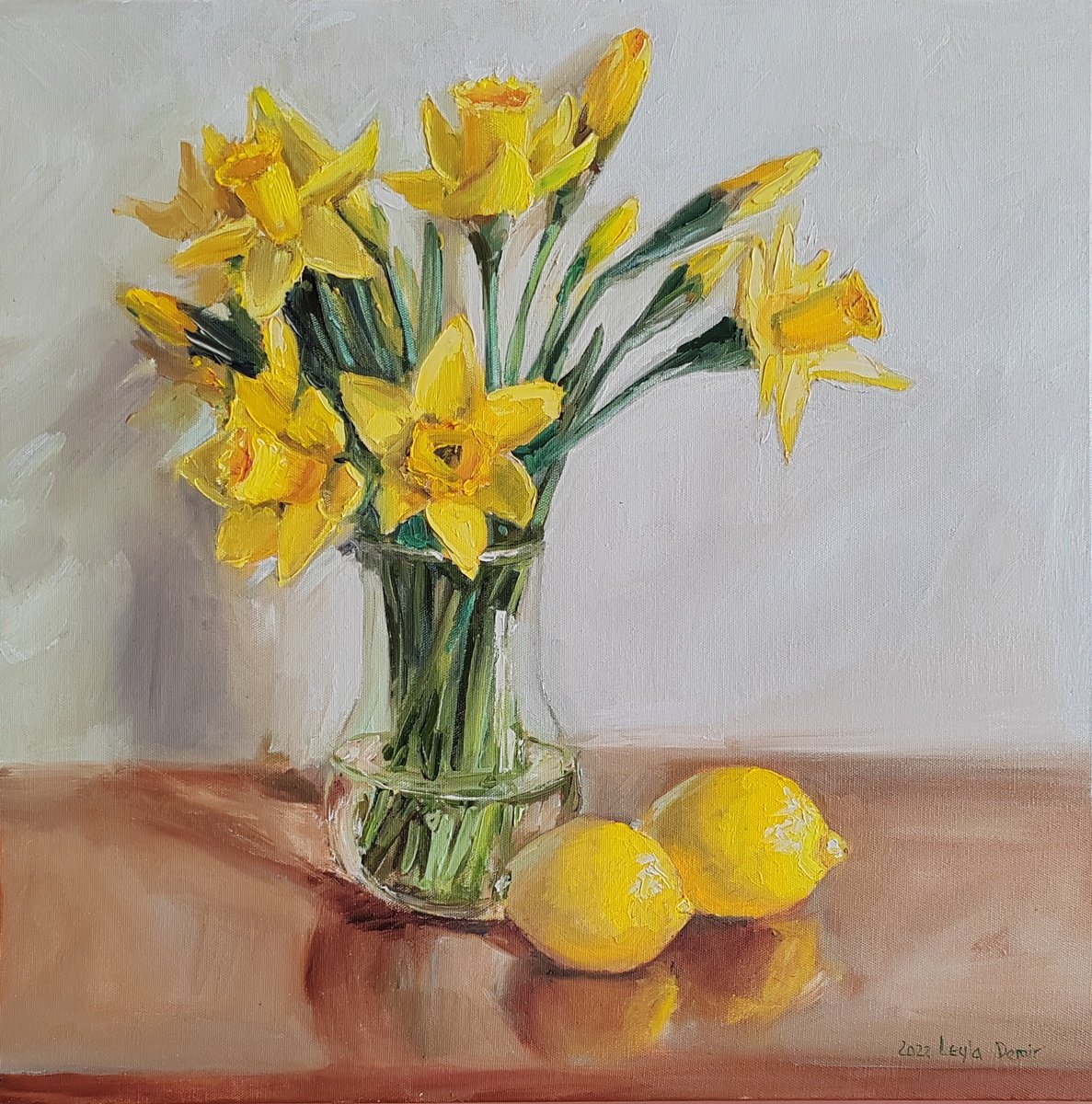 Narcissus flower bouquet oil painting Wild Flower original art 20x20 ...