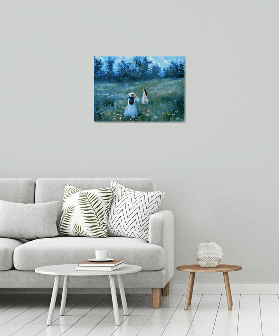 Among the Wildflowers. Medium Oil Painting