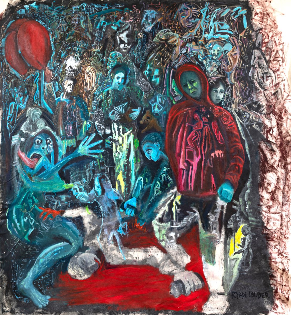 Expressive Portrait Oil Painting By Ryan Louder, 63 X 73", Other Worlds, Original Artwork