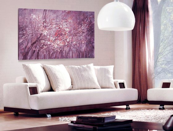 Large painting 100x160 cm unstretched canvas "Cherry blossom" i002 art original artwork by Airinlea