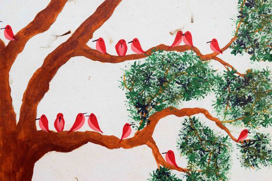 Pawanvriksh (Tree and red birds)