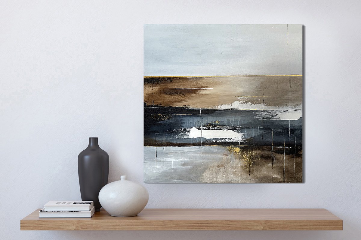 Golden Driftline Paynesgrey By Tatiana Malinovscaia, 16 X 16, Artwork For Sale On Artfinder