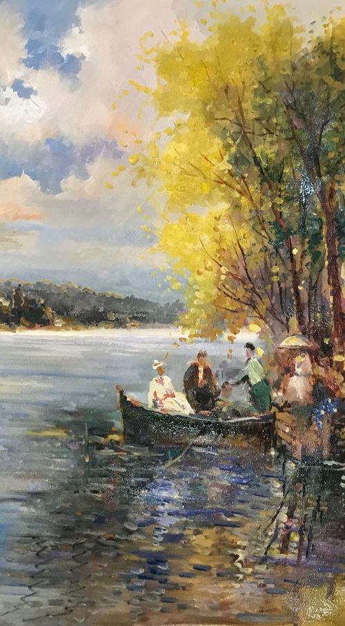 Boating by the river by W. Eddie