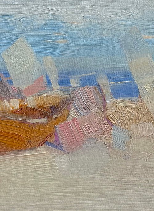 Boat, Original oil painting, Handmade artwork, One of a kind by Vahe Yeremyan