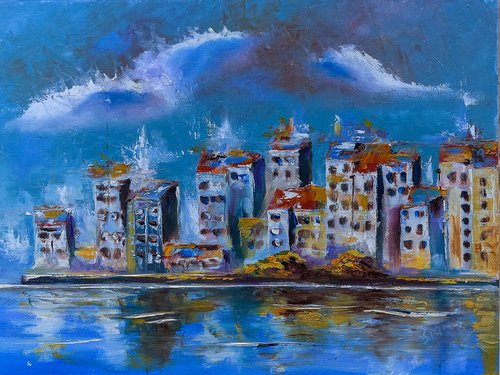 Abstract city on croatian coastline. Adriatic sea by Marinko Šaric