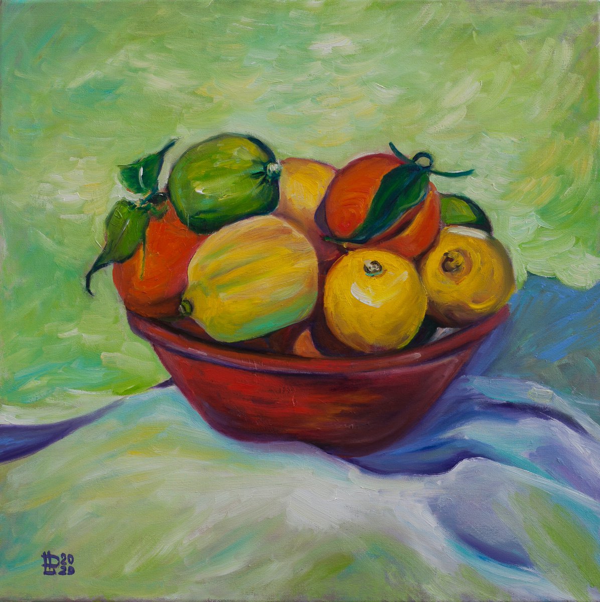 Colourful Bowl of Citrus Fruits by Liudmila Pisliakova