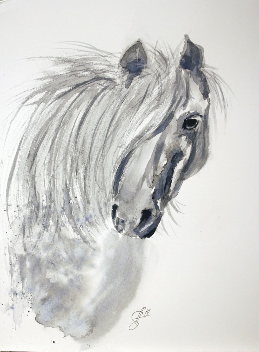 Expressive Animal Watercolour By Salana Art / Svetlana Samovarova, 9 X 12", Horse Iii / Welsh Pony, Original Artwork